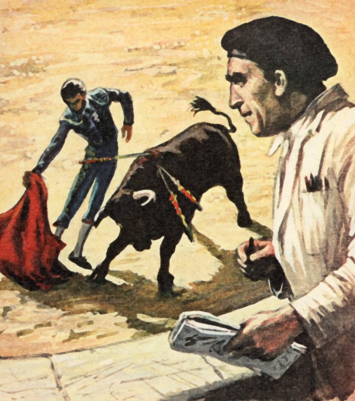 Pablo Picasso watching a bullfight by English School
