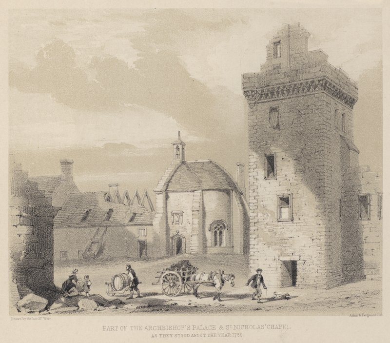 Part of the Archbishops Palace and St Nicholas Chapel, as they stood about the year 1780 by English School