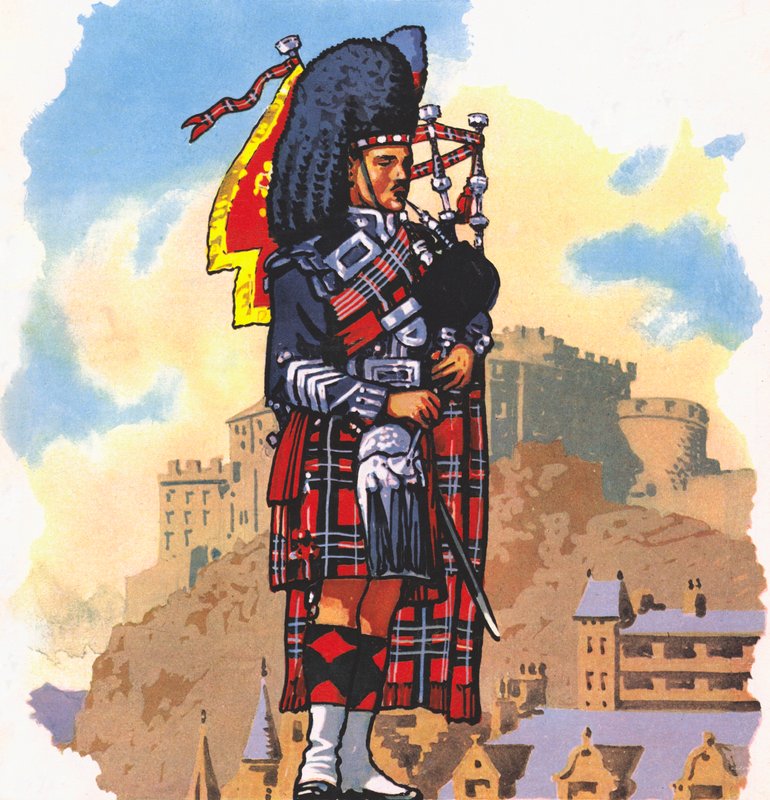 Scottish piper by English School