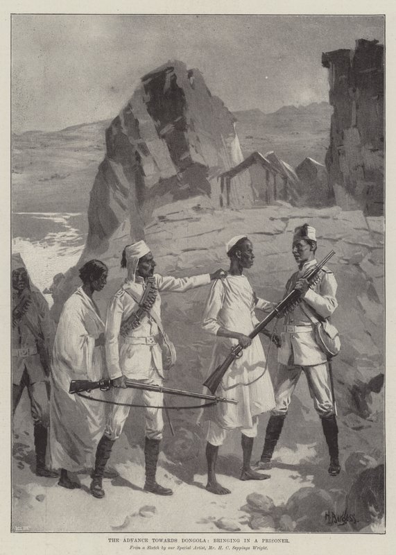 The Advance towards Dongola, Bringing in a Prisoner by English School