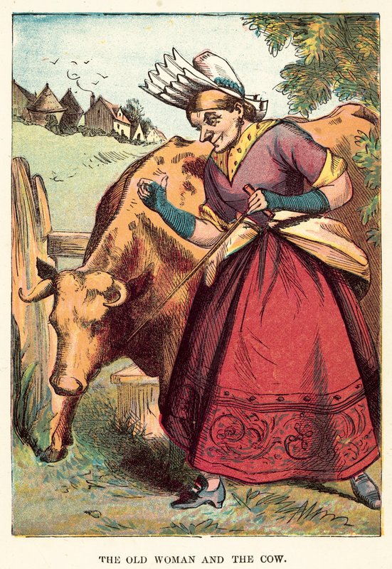 The old woman and the cow by English School