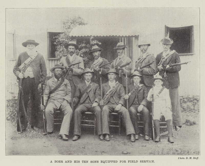 A Boer and his Ten Sons equipped for Field Service by English Photographer