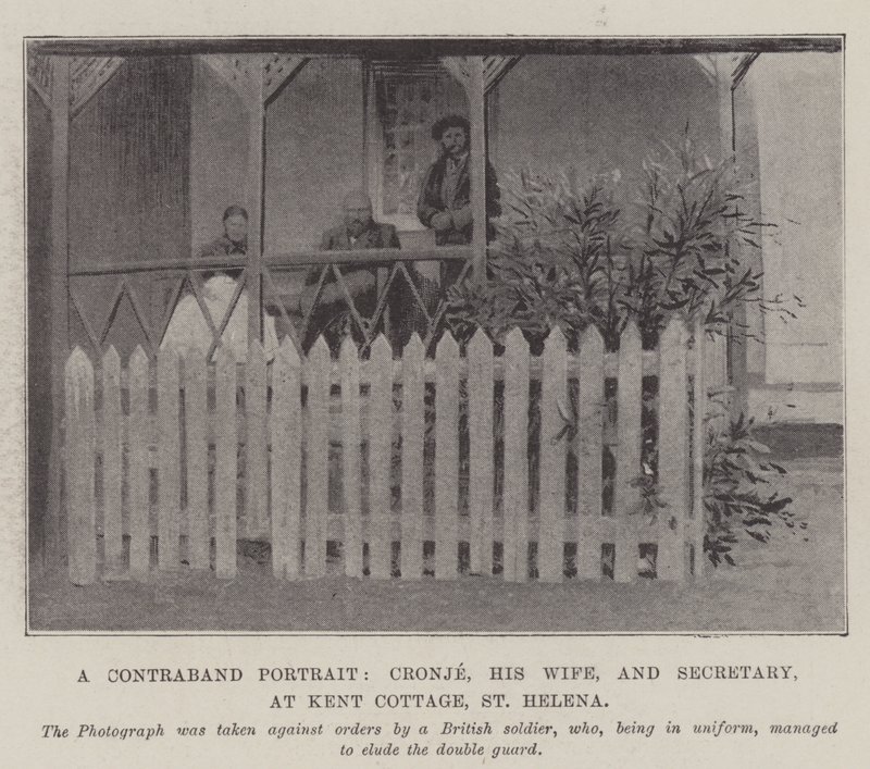 A Contraband Portrait, Cronje, His Wife, and Secretary, at Kent Cottage, St Helena by English Photographer