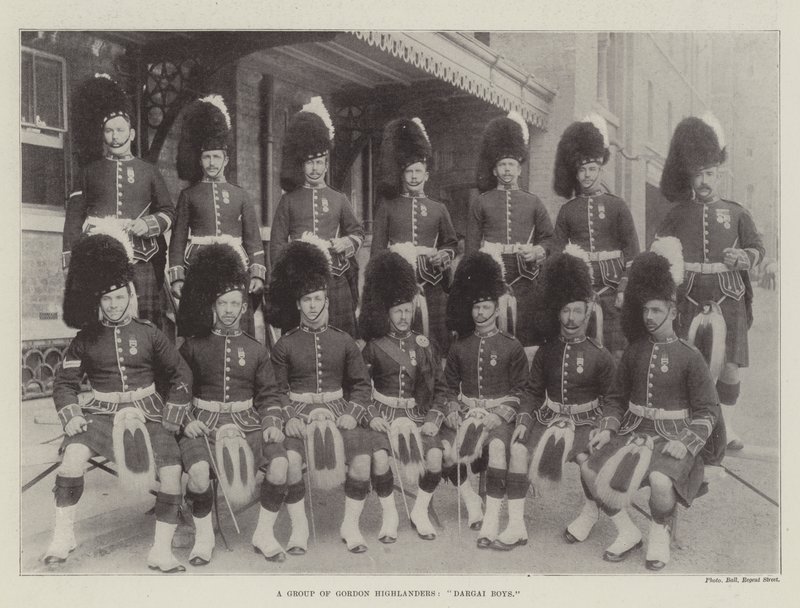 A Group of Gordon Highlanders, Dargai Boys by English Photographer