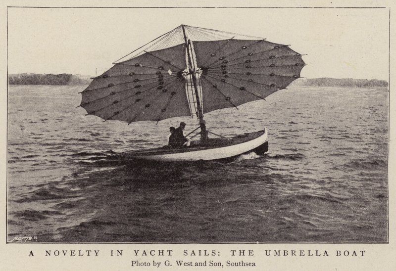 A Novelty in Yacht Sails, the Umbrella Boat by English Photographer