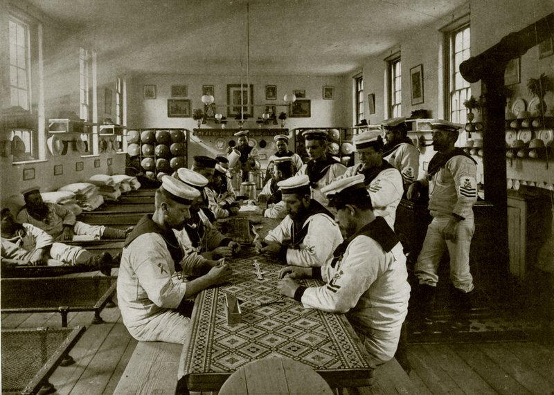 A Room in the Naval Barracks, Whale Island, Portsmouth by English Photographer