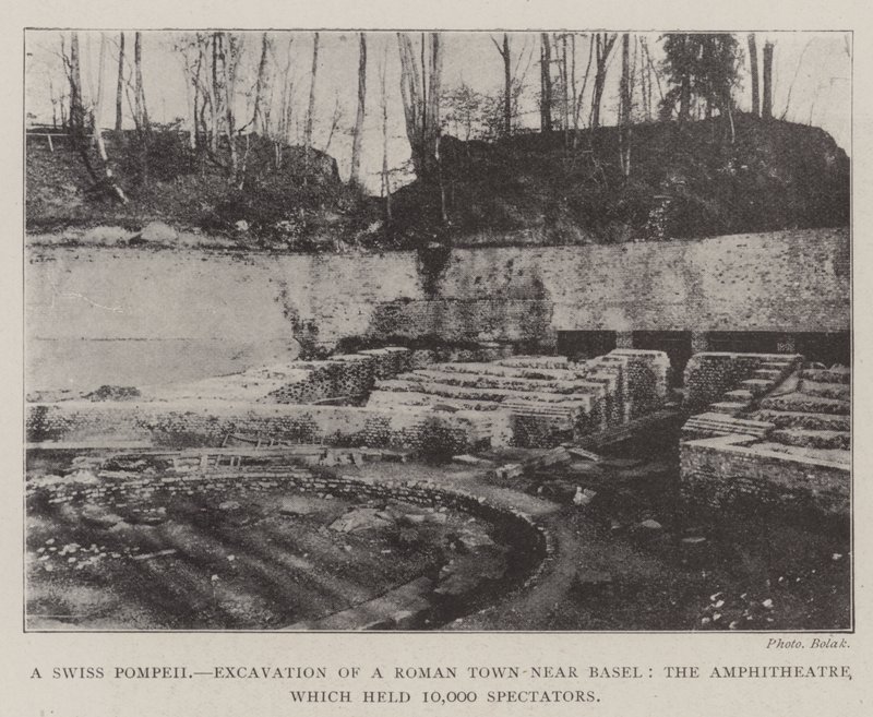 A Swiss Pompeii, Excavation of a Roman Town near Basel, the Amphitheatre, which held 10,000 Spectators by English Photographer