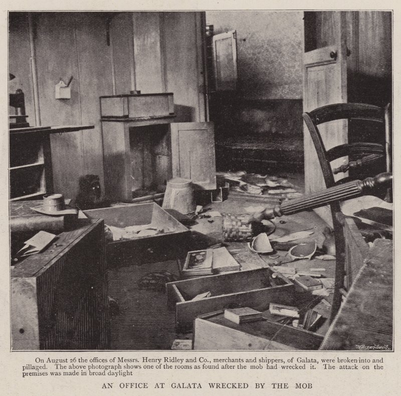 An Office at Galata wrecked by the Mob by English Photographer