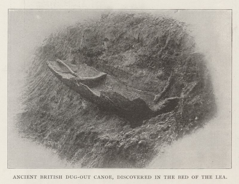Ancient British Dug-out Canoe, discovered in the Bed of the Lea by English Photographer