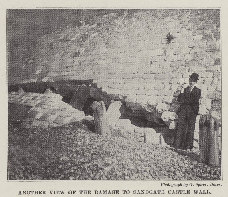 Another View of the Damage to Sandgate Castle Wall by English Photographer