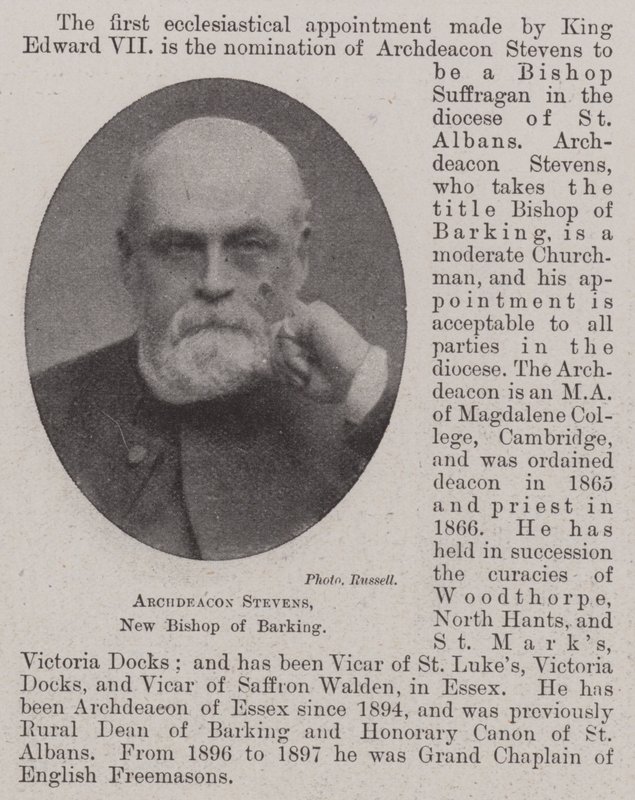 Archdeacon Stevens, New Bishop of Barking by English Photographer