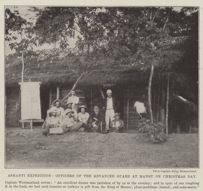 Ashanti Expedition, Officers of the Advanced Guard at Mansu on Christmas Day by English Photographer