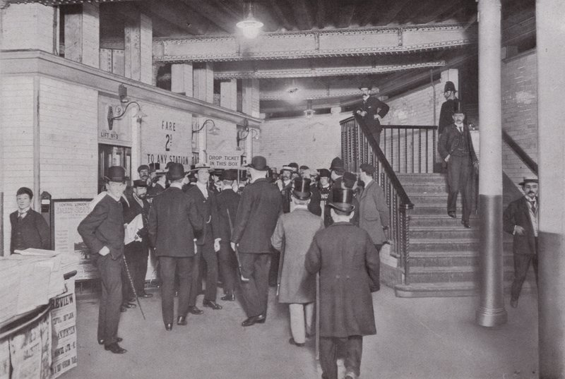 At the Bank Station of the Central London Railway, Entrance by English Photographer