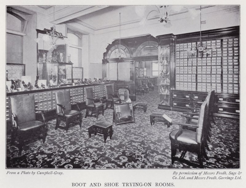Boot and shoe trying-on rooms by English Photographer