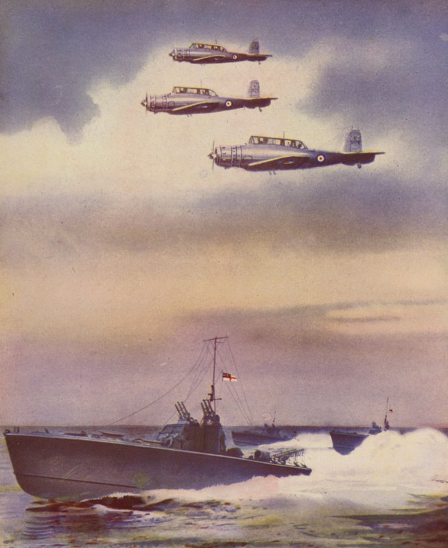 British MTBs and Skua Dive Bombers by English Photographer