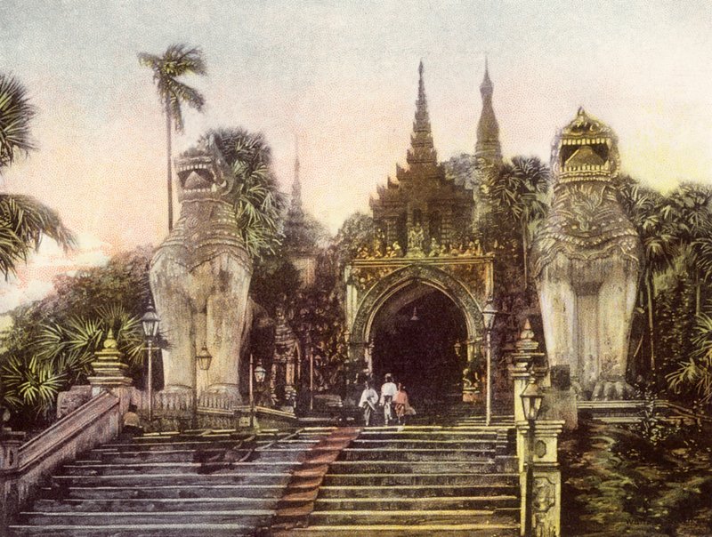 Old Entrance to the Shwe Dagon Pagoda by English Photographer