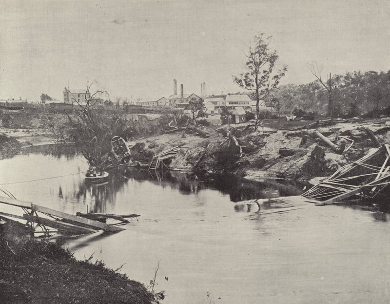 Burnley Bridge, over the Yarra, after the Floods of July 1891 by English Photographer
