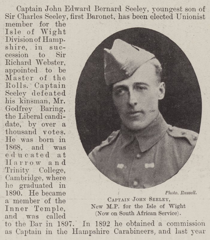 Captain John Seeley, New MP for the Isle of Wight, now on South African Service by English Photographer
