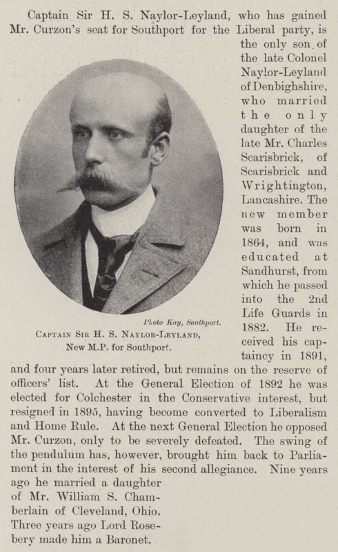 Captain Sir H S Naylor-Leyland, New MP for Southport by English Photographer