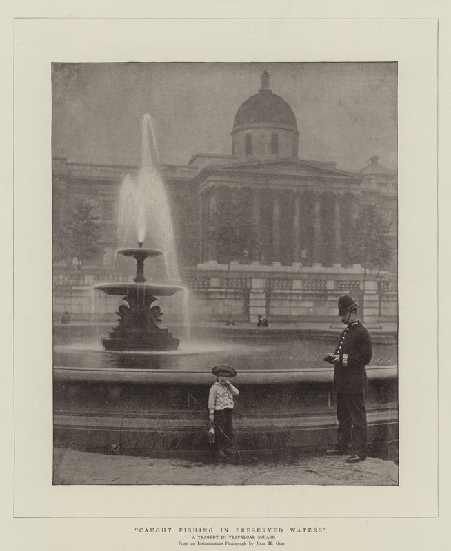Caught Fishing in Preserved Waters, a Tragedy in Trafalgar Square by English Photographer