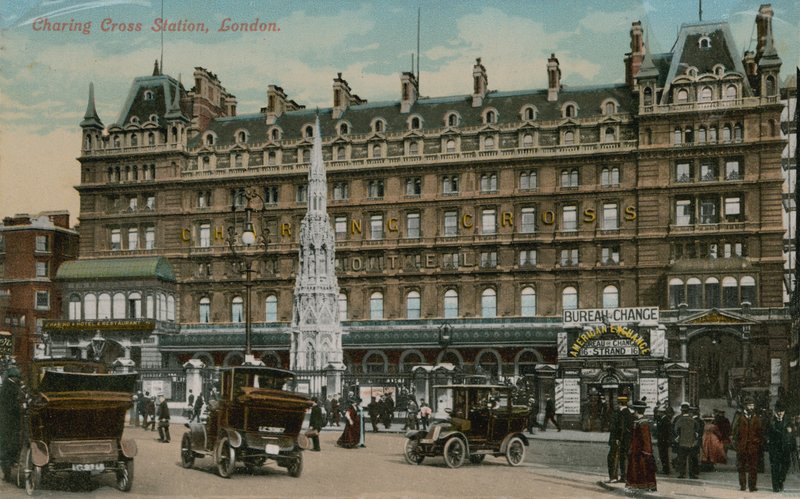 Charing Cross Hotel, London. Postcard sent on 16 December 1913. by English Photographer