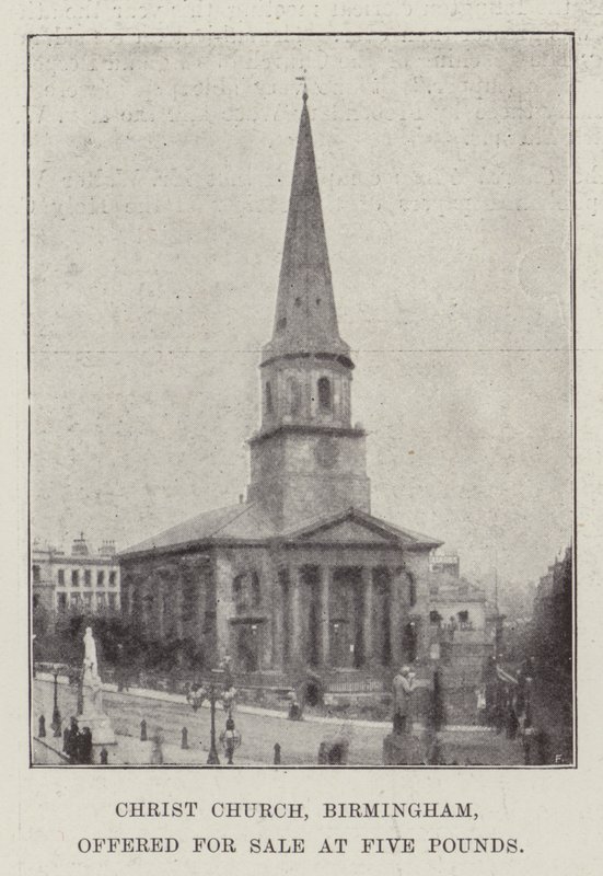 Christ Church, Birmingham, Offered for Sale at Five Pounds by English Photographer