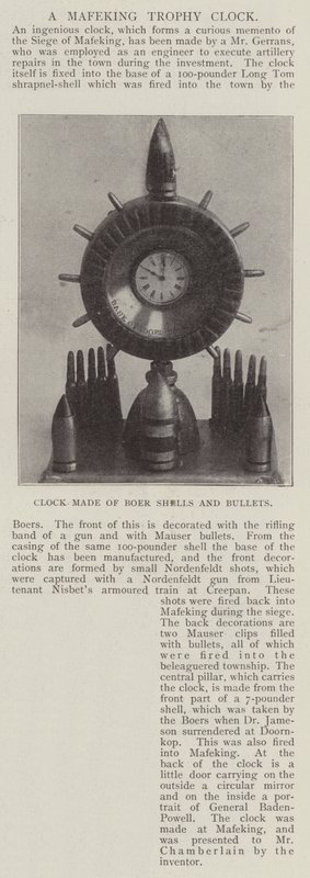 Clock made of Boer Shells and Bullets by English Photographer