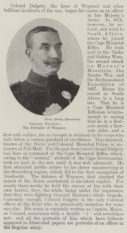 Colonel Dalgety, the Defender of Wepener by English Photographer
