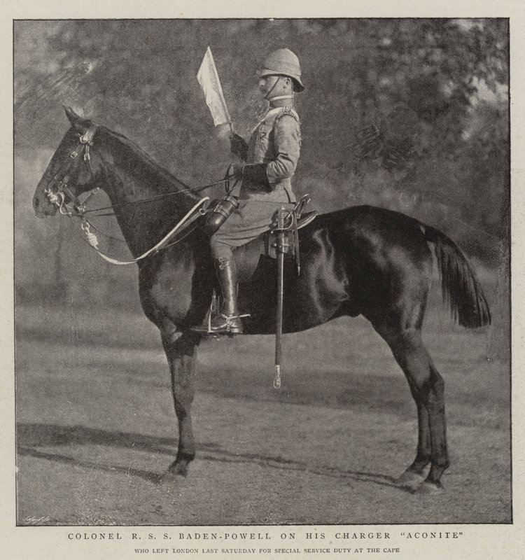 Colonel R S S Baden-Powell on his Charger Aconite by English Photographer