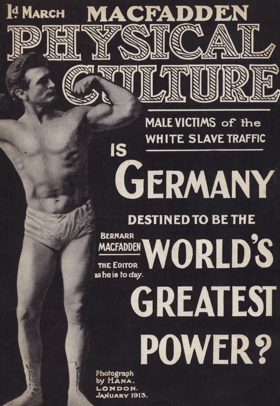 Cover of Physical Culture magazine, January 1913 by English Photographer