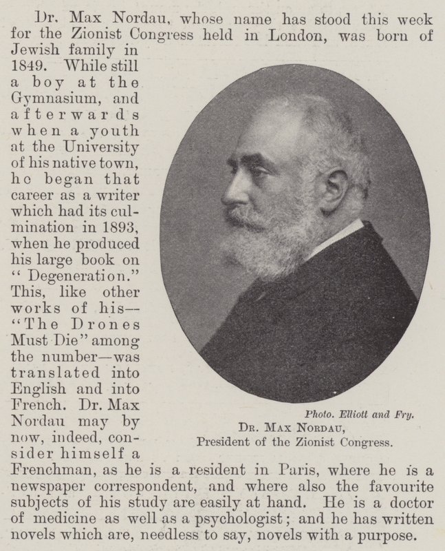 Dr Max Nordau, President of the Zionist Congress by English Photographer