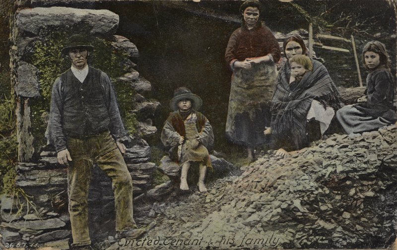 Evicted tenant and his family, Ireland by English Photographer