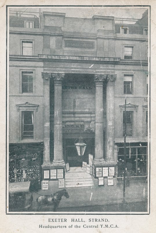Exeter Hall, Strand, headquarters of the Central YMCA by English Photographer