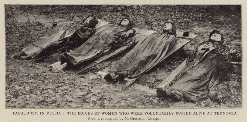 Fanaticism in Russia, the Bodies of Women Who Were Voluntarily Buried Alive at Ternovka by English Photographer