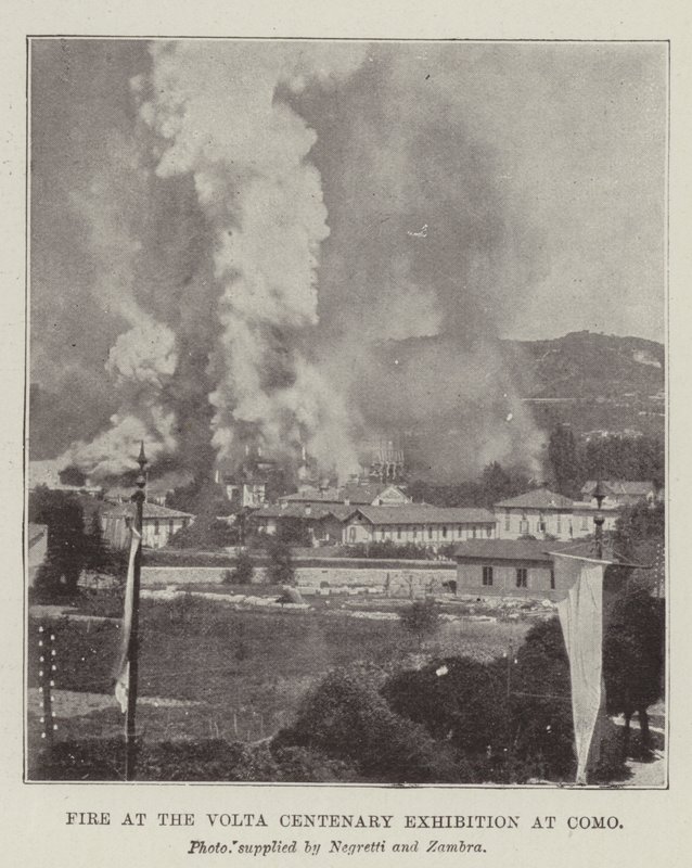 Fire at the Volta Centenary Exhibition at Como by English Photographer