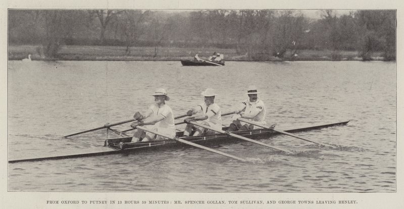 From Oxford to Putney in 13 Hours 59 Minutes, Mr Spencer Gollan, Tom Sullivan, and George Towns leaving Henley by English Photographer