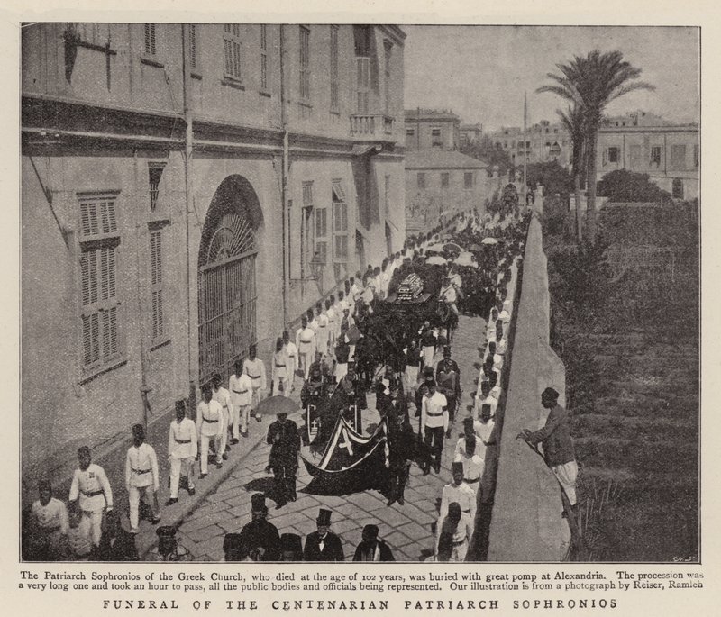 Funeral of the Centenarian Patriarch Sophronios by English Photographer