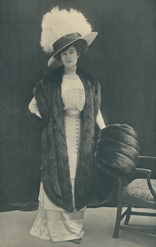 Graceful Shaped Skunk Stole and Muff by English Photographer