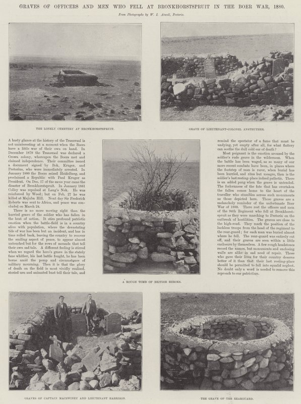 Graves of Officers and Men who fell at Bronkhorstspruit in the Boer War, 1880 by English Photographer