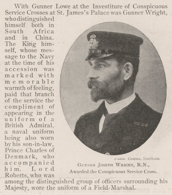 Gunner Joseph Wright, RN, awarded the Conspicuous Service Cross by English Photographer