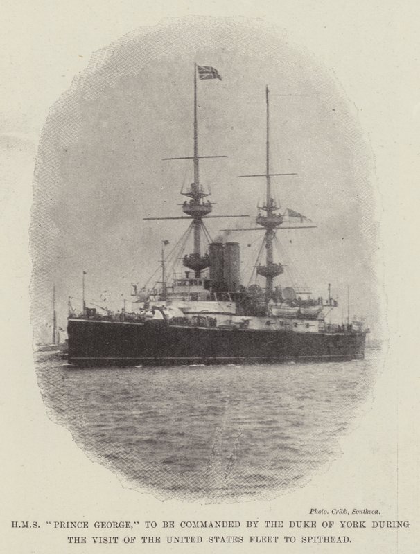HMS Prince George, to be Commanded by the Duke of York during the Visit of the United States Fleet to Spithead by English Photographer