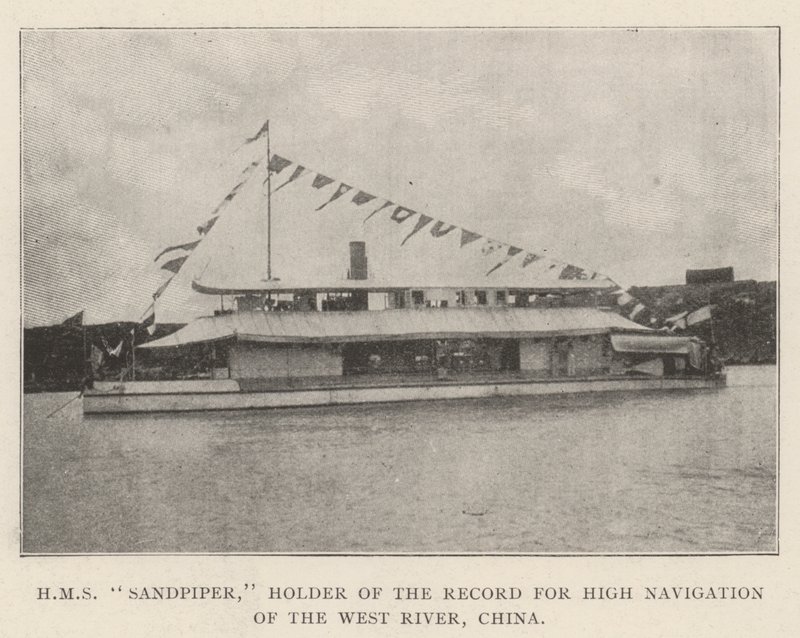 HMS Sandpiper, Holder of the Record for High Navigation of the West River, China by English Photographer