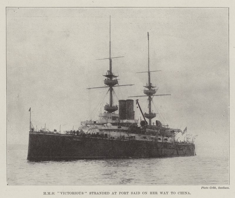 HMS Victorious stranded at Port Said on her Way to China by English Photographer