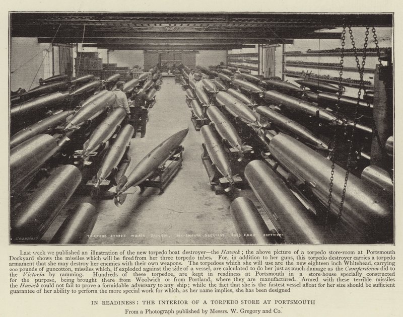 In Readiness, the Interior of a Torpedo Store at Portsmouth by English Photographer