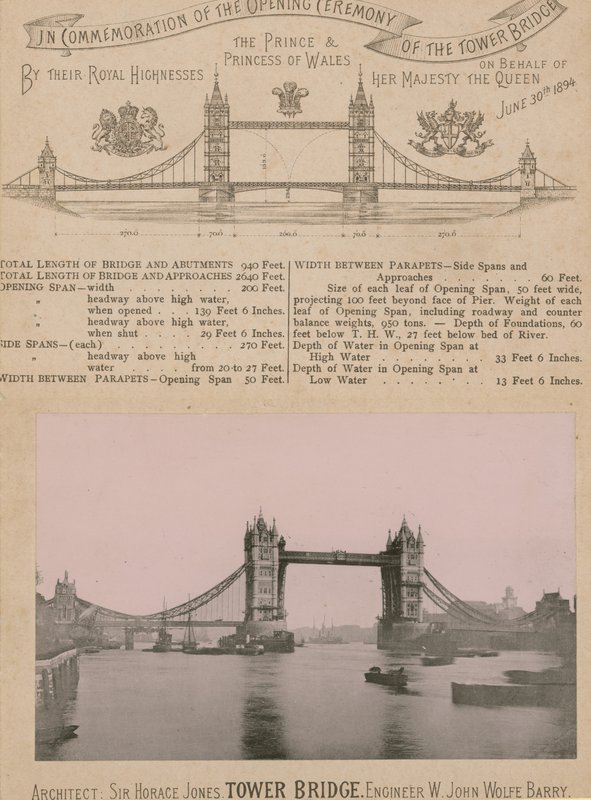 In Commemoration of the Opening of the Tower Bridge by English Photographer