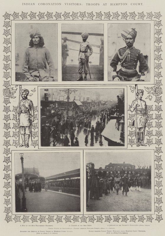 Indian Coronation Visitors, Troops at Hampton Court by English Photographer