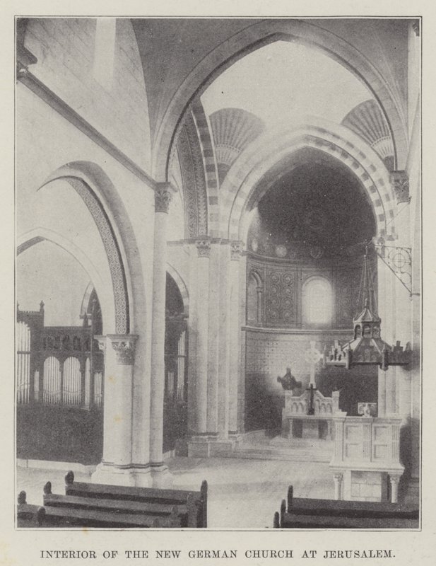 Interior of the New German Church at Jerusalem by English Photographer
