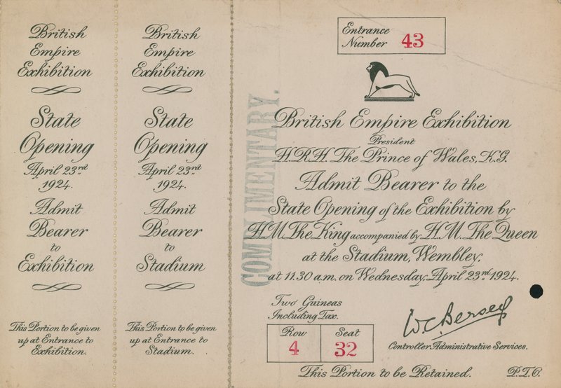 Invitation to the State Opening of the British Empire Exhibition by English Photographer