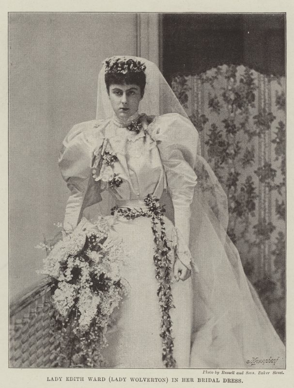Lady Edith Ward (Lady Wolverton) in her Bridal Dress by English Photographer