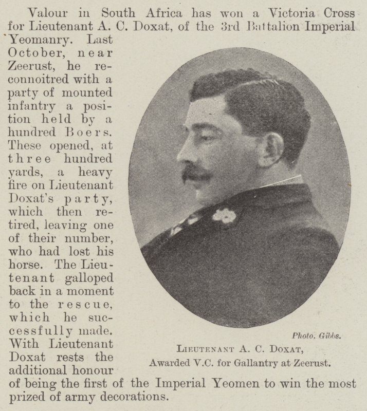 Lieutenant A C Doxat, awarded VC for Gallantry at Zeerust by English Photographer